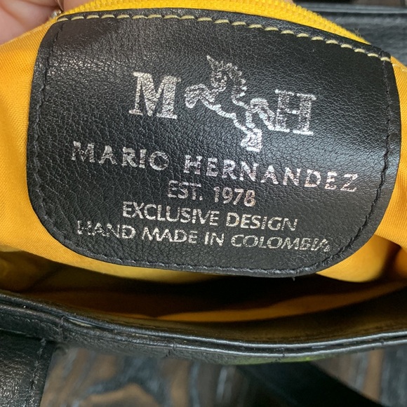 Mario Hernandez black leather tote with metal H appliqués. Pre loved - Picture 11 of 14